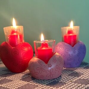 Gold Canyon Heart Candle Holders - Red, Pink, Purple